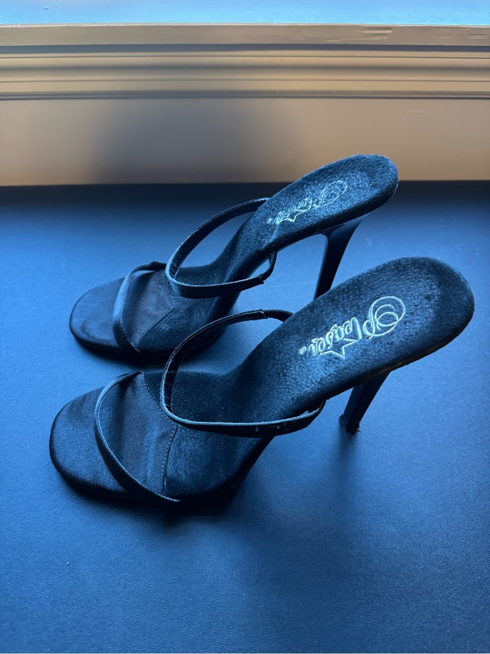 Black Women's Slide Sandals - Pleaser - Picture 4 of 6